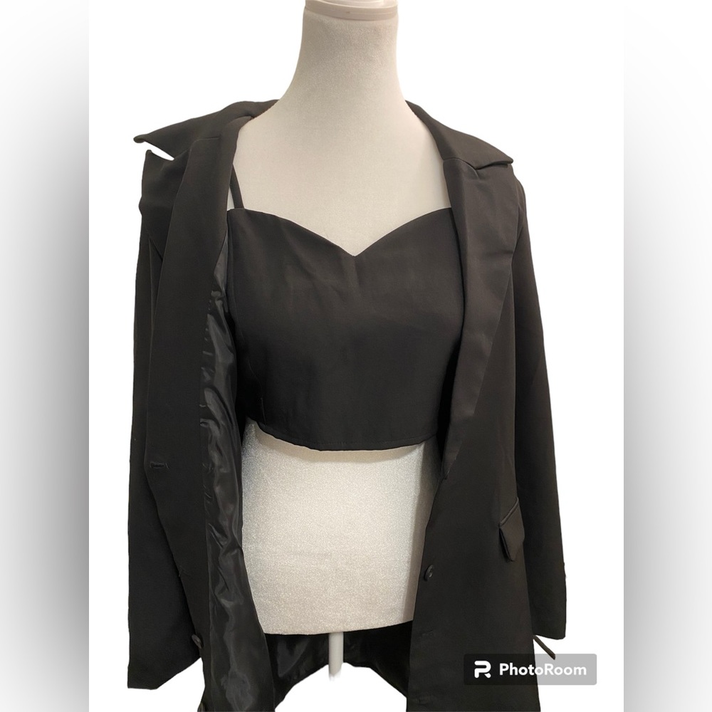 Black Fashion Nova 2 piece Blazer dress set size Large NWT